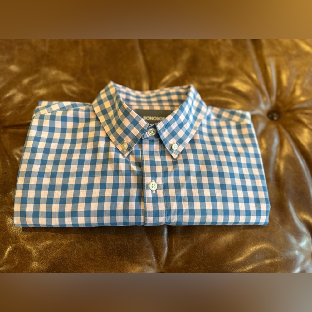 Bonobos Blue and Pink Gingham Men's Shirt size M‎